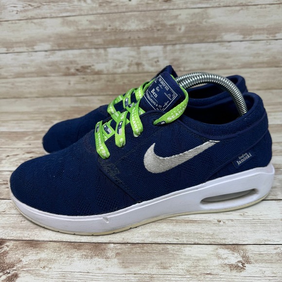 Nike SB Air Max Janoski 2 Navy Blue Seahawks Skateboarding Sneakers Men's Size 9 - Picture 5 of 9